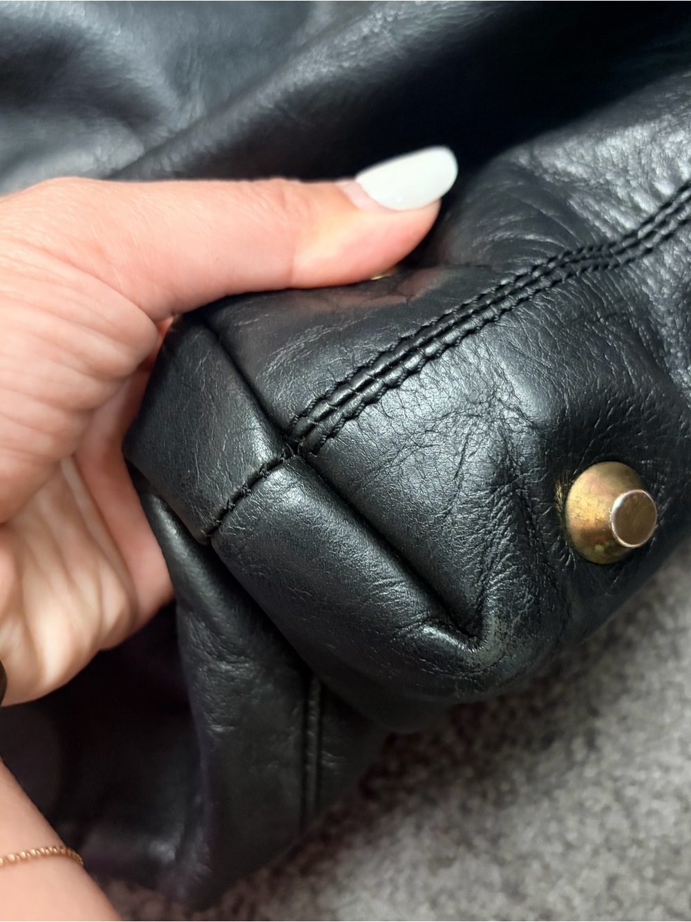 Chloé Black Leather Tote with Gold Accents - Picture 9 of 16